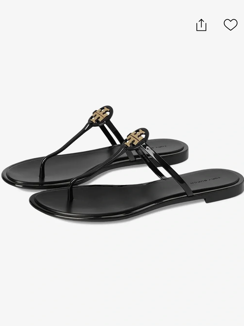 New Tory Burch Mini Miller Jelly Thong Sandal Black/Gold Size 10 $125